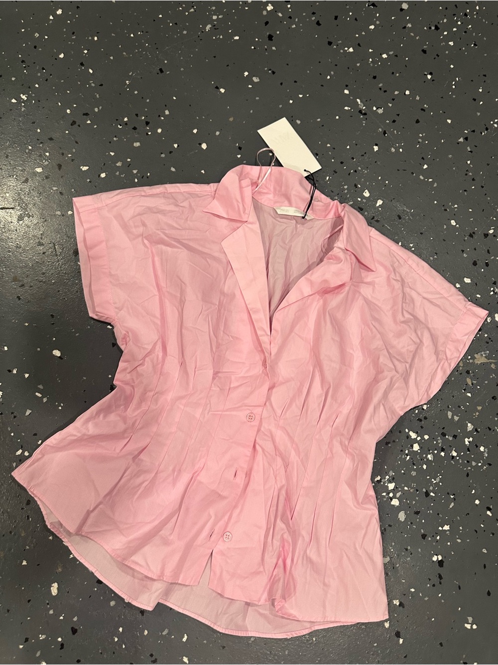 Zara Light Pink Short Sleeve Button-Up Blouse - Picture 2 of 4